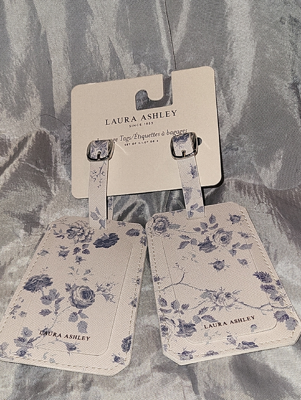 Laura Ashley Blue and White Floral Luggage Tag Set Lp